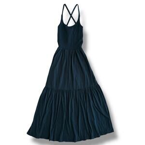 Nation LTD Los Angeles Black Smocked Bodice Tiered Maxi Dress Small